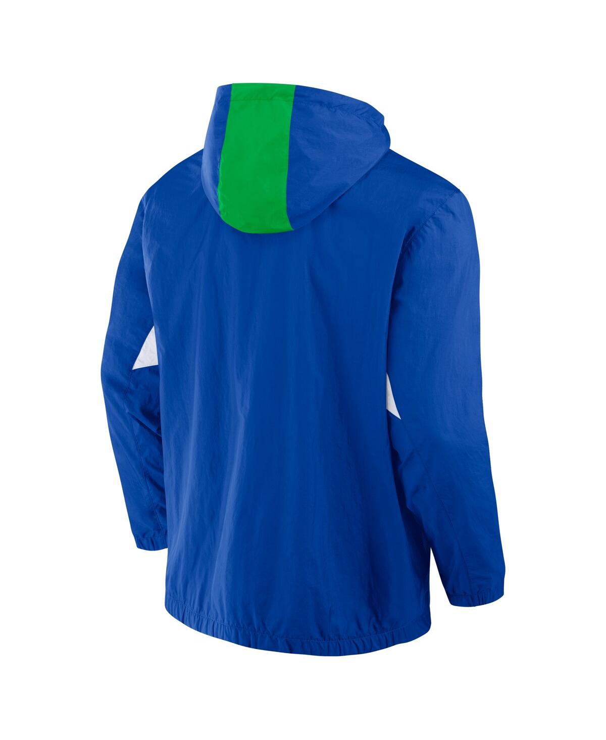 Fanatics Men's Royal Seattle Sounders Fc Free Kick Woven Quarter-zip Hoodie Jacket In Royal