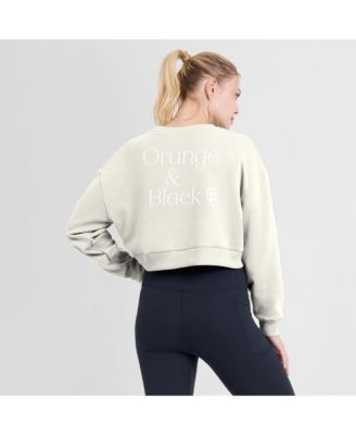 Women's Cream San Francisco Giants Relax Studio Cropped Pullover Sweatshirt