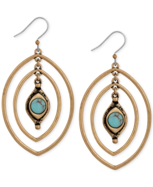 Lucky Brand Gold-Tone Turquoise-Look Stone Triple Hoop 