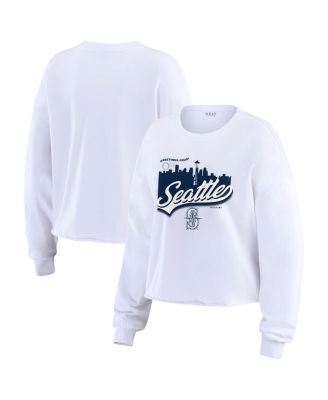 WEAR by Erin Andrews - Women's White Seattle Mariners Domestic Postcard Long Sleeve T-Shirt