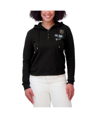 Women's Black Vegas Golden Knights Waffle-Knit Pullover Hoodie