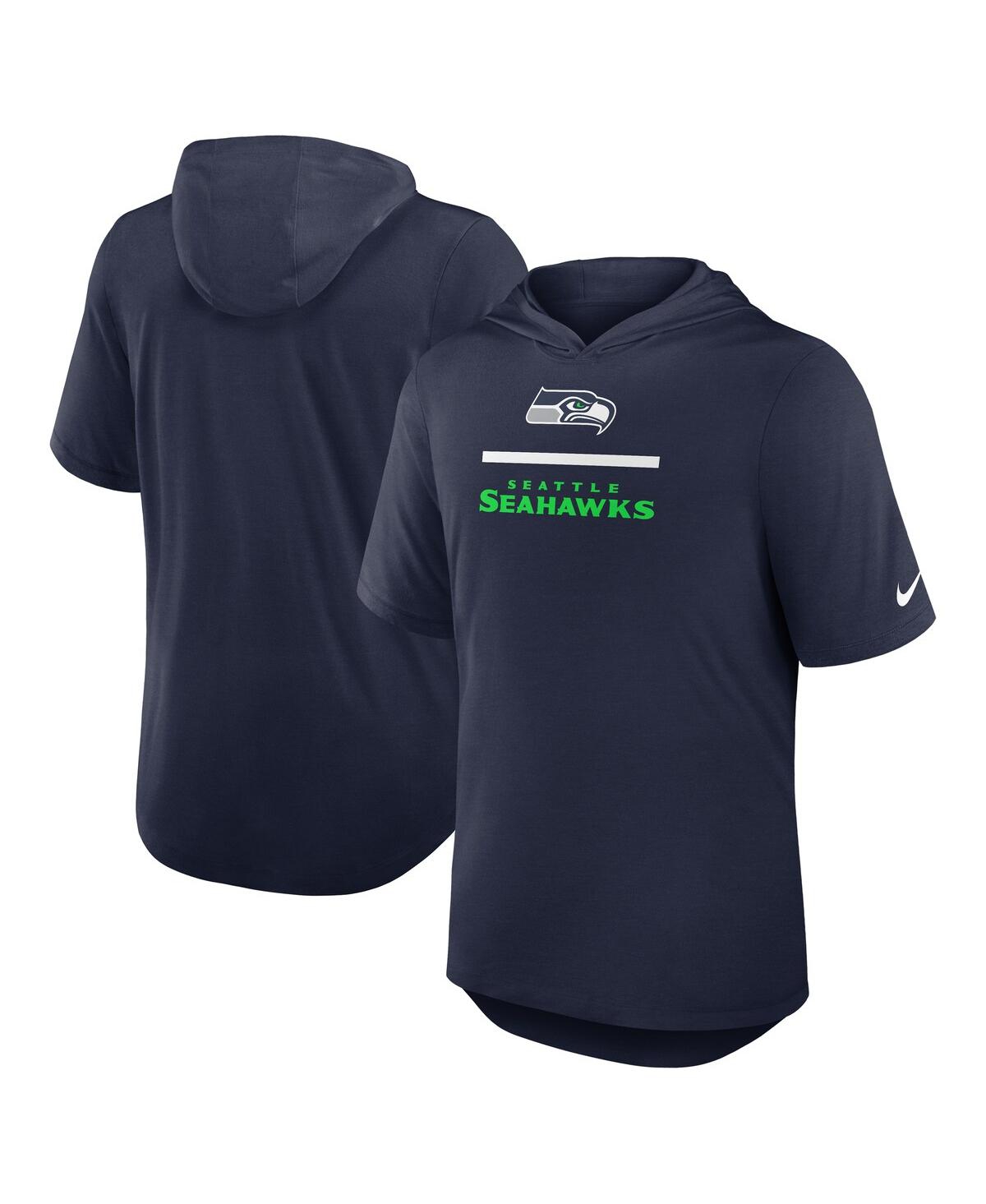 Nike Men's College Navy Seattle Seahawks Lockup Tri-Blend Hoodie T-Shirt - College Navy