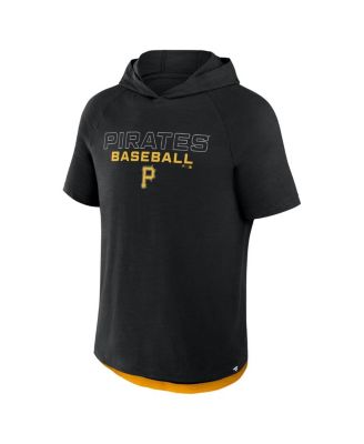 Men's Black Pittsburgh Pirates Clubhouse Optimal Play Raglan Short Sleeve Pullover Hoodie