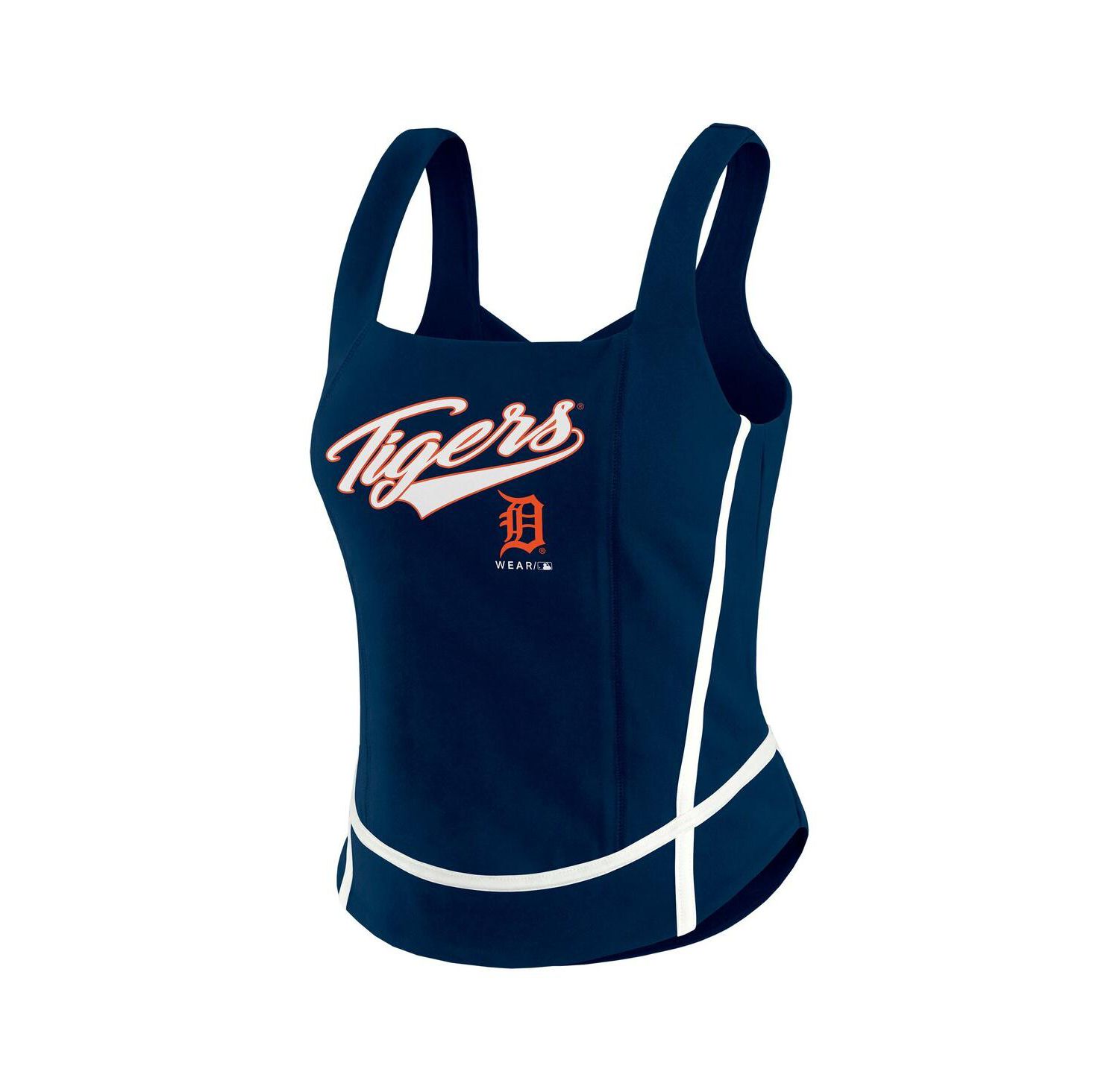 Women's Navy Detroit Tigers Square Neck Tank Top