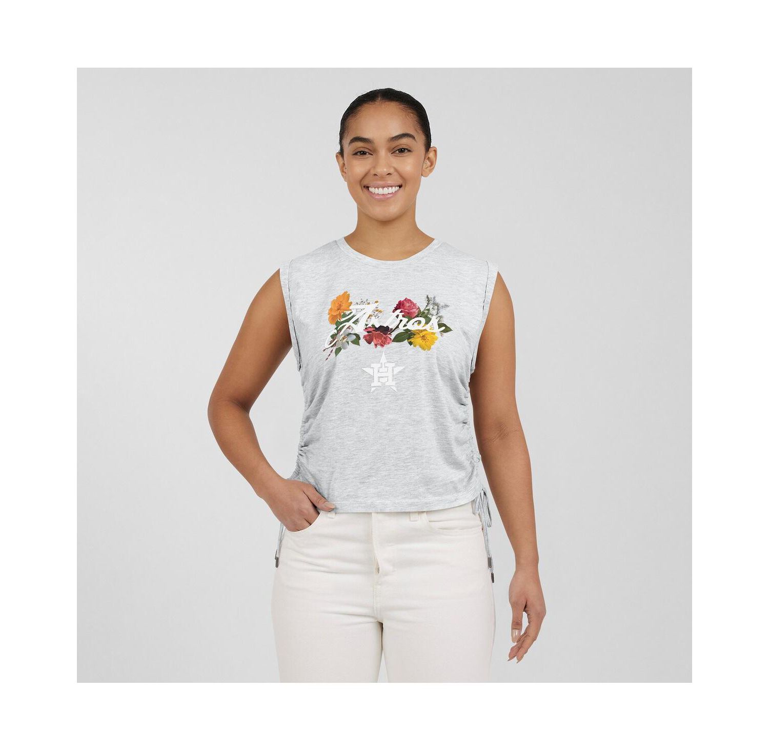 Women's Heather Gray Houston Astros Cinched Tank Top