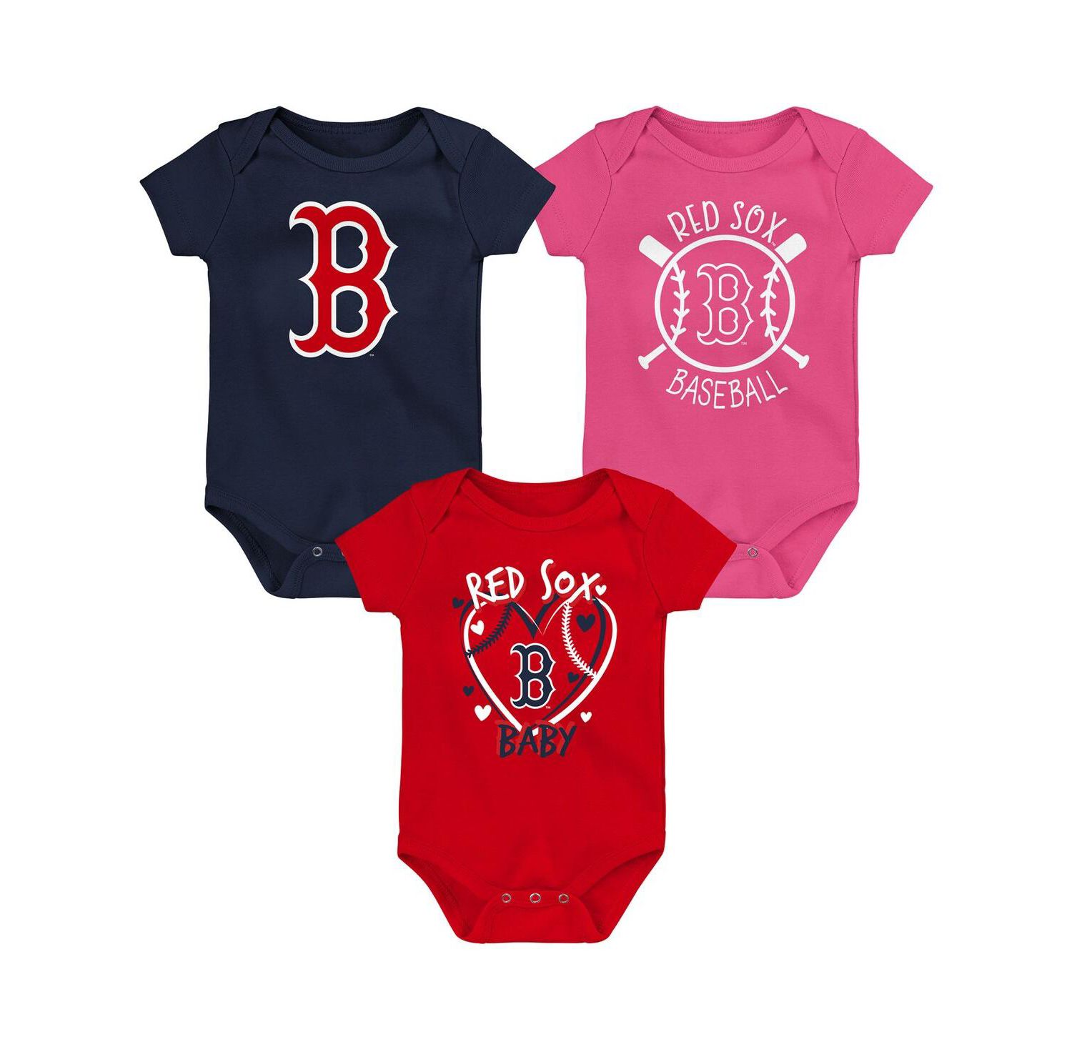Baby Boys and Girls Boston Red Sox Slide Home Bodysuit 3-Pack