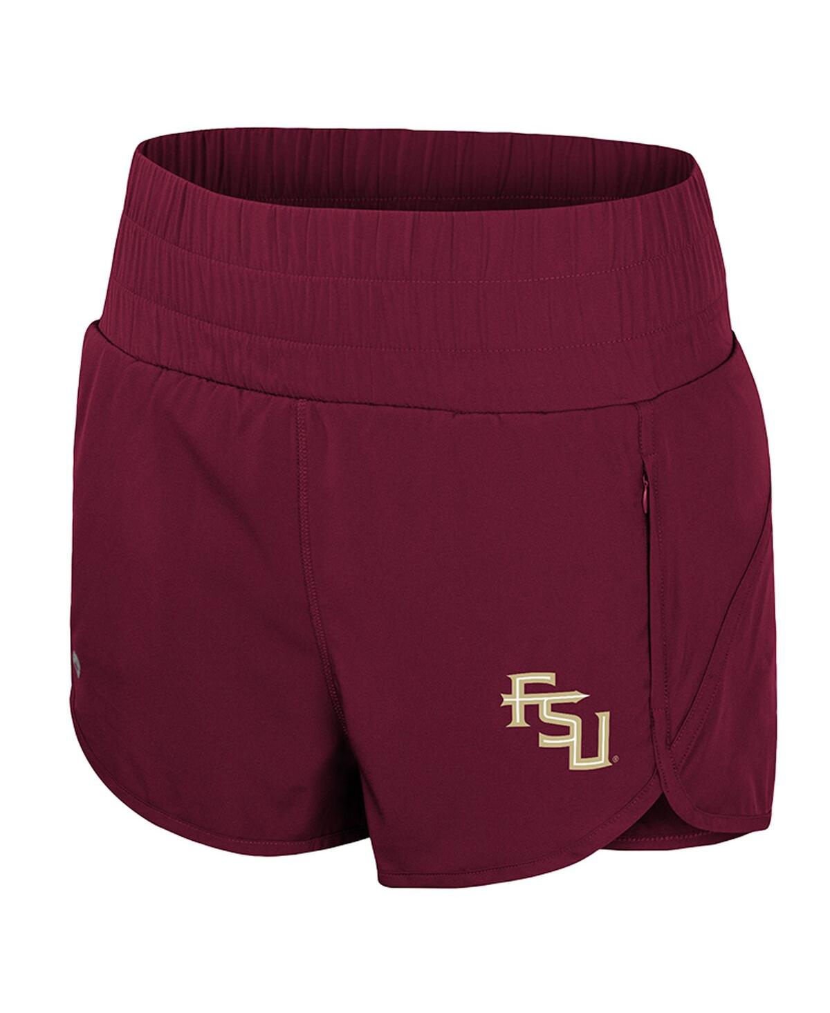 Colosseum Women's Garnet Florida State Seminoles Stop By Smocked High Waist Shorts In Garnet