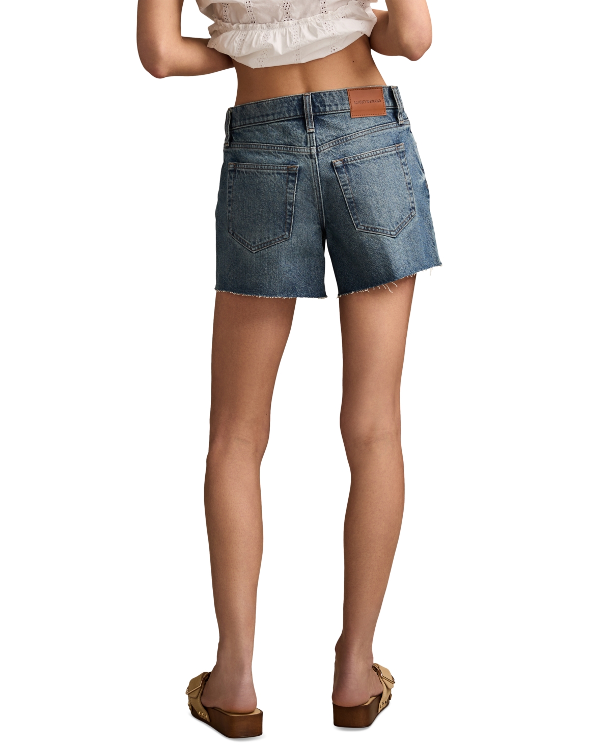 LUCKY BRAND WOMEN'S 90S HIGH-RISE DENIM MIDI SHORTS 