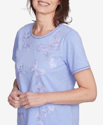 Petite Santa Fe Butterfly Embroidered Tee