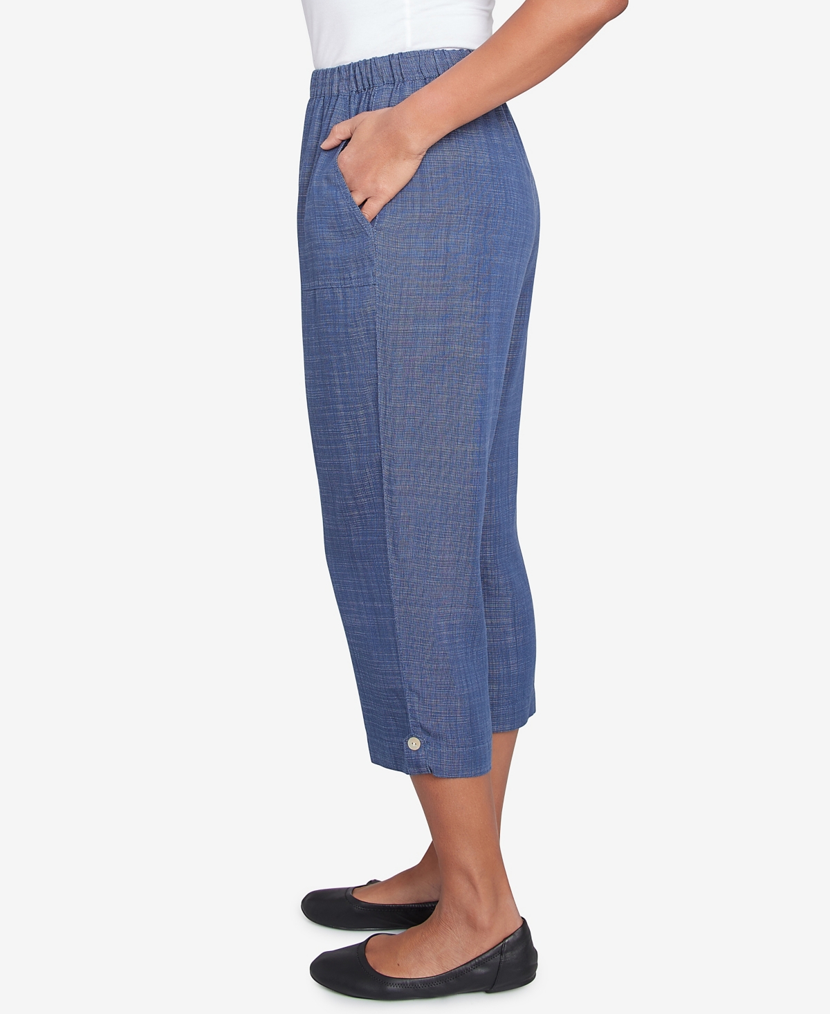 Alfred Dunner Petite Summer Solstice Relaxed Button Tab Capri