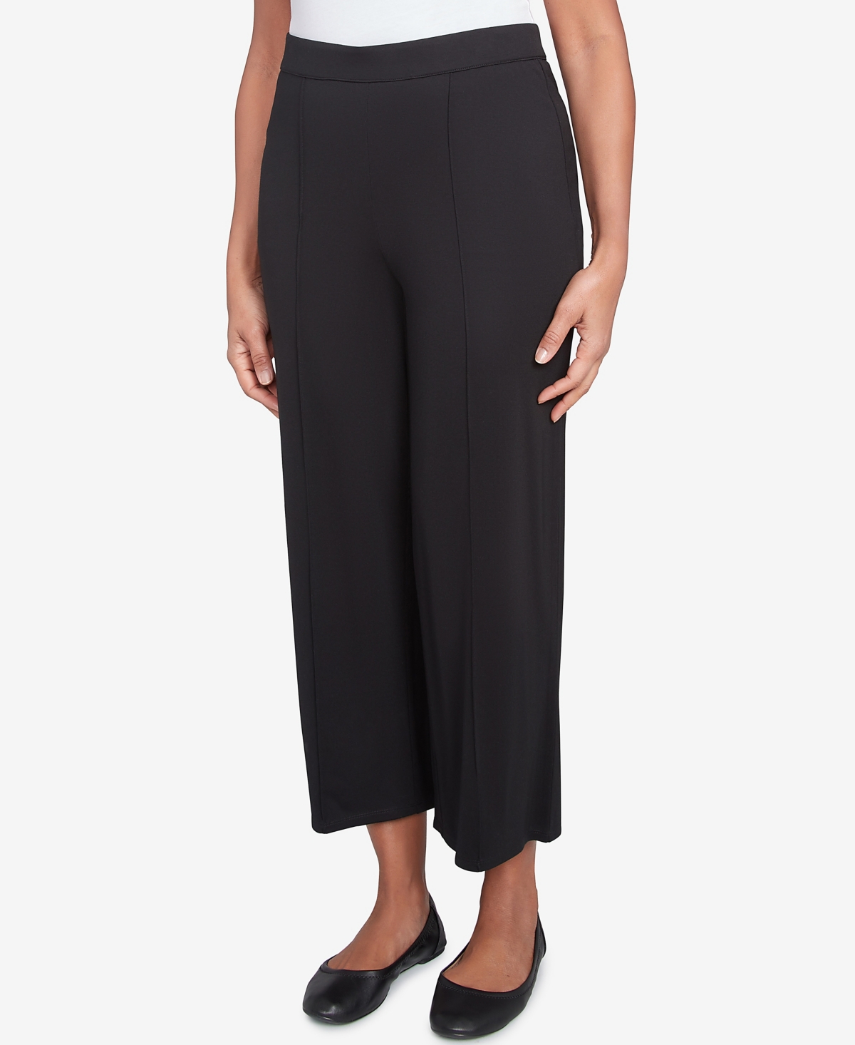 Alfred Dunner Petite Flat Front Relaxed Ankle Pants In Black