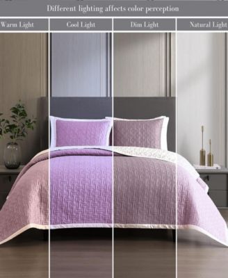 100% Cotton Sateen 3 Piece Textured Quilted King Size Coverlet Set