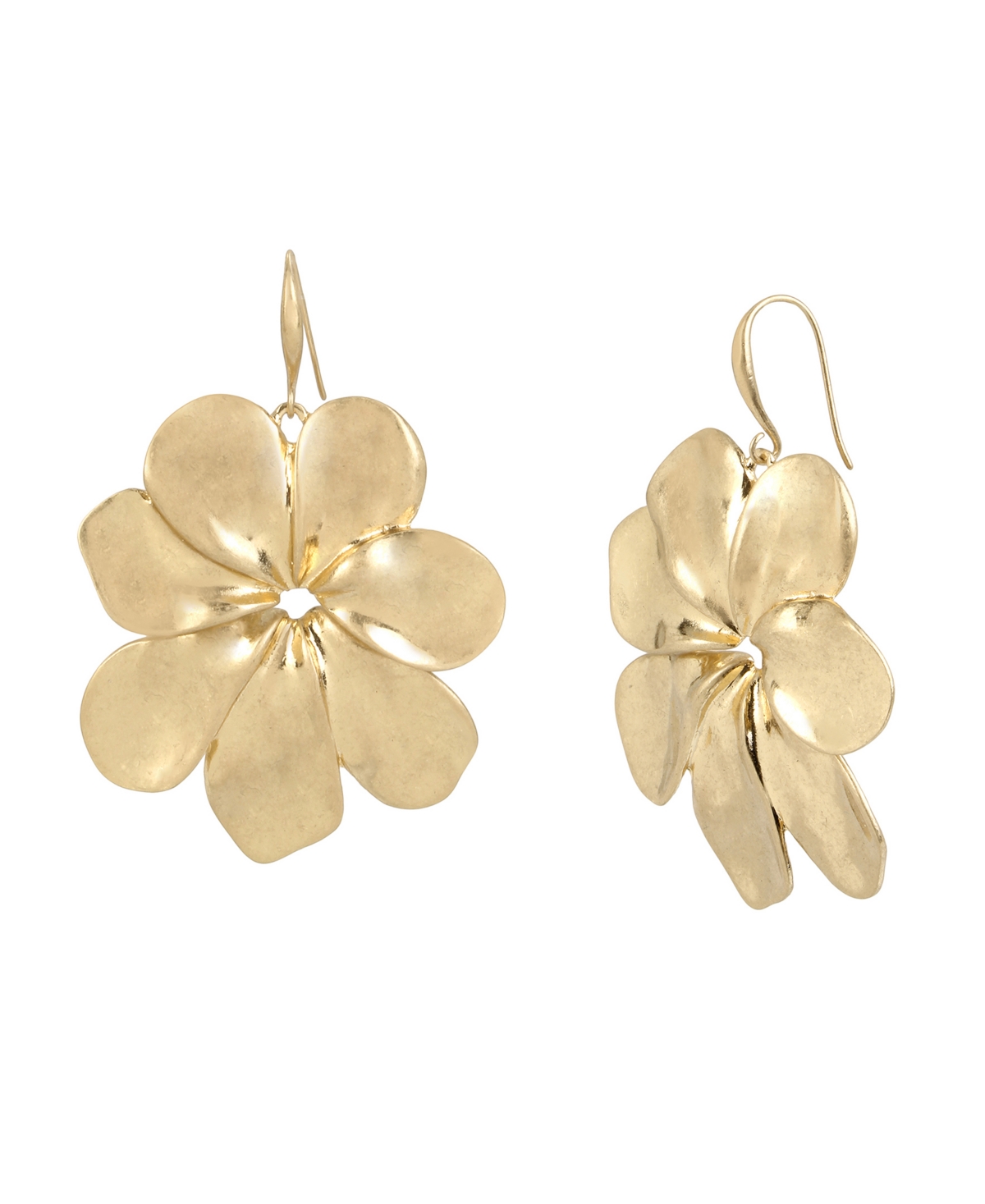 Gold Statement Flower Drop Earrings - Gold