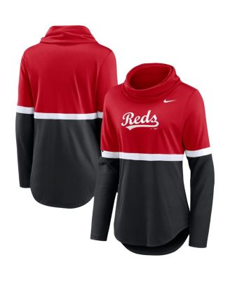 Nike - Women's Red/Black Cincinnati Reds Club Lettering Fashion Performance Pullover Sweatshirt