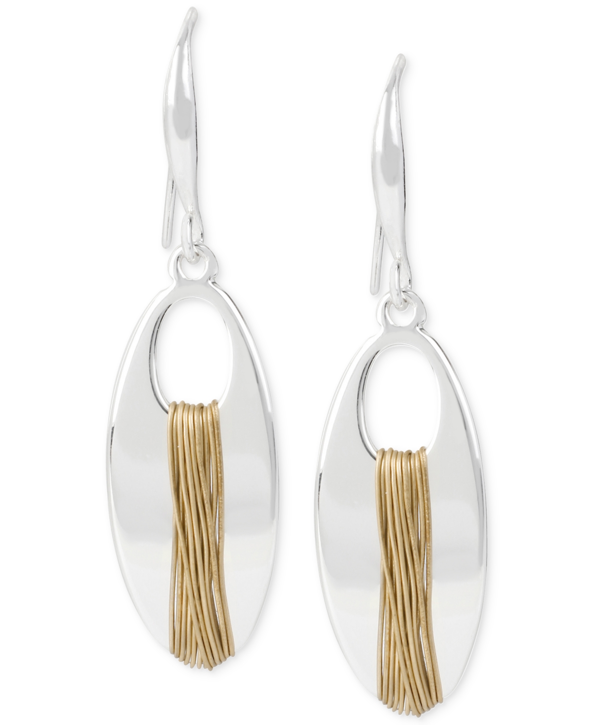 Two-Tone Wire-Wrapped Drop Earrings - Gold
