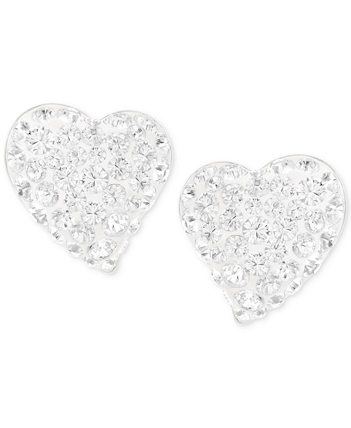 Swarovski Alana Silver-Tone Clear Crystal Heart Stud Earrings - Macy's