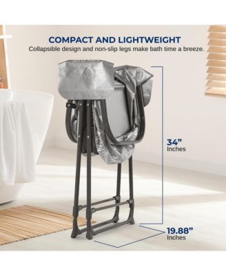 Portable Dog Bath Tub with Drain System & Leash Restraint, Gray/Black