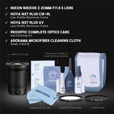 NIKKOR Z 20mm f/1.8 S Lens, Bundle with Hoya 77mm UV and CPL Filters