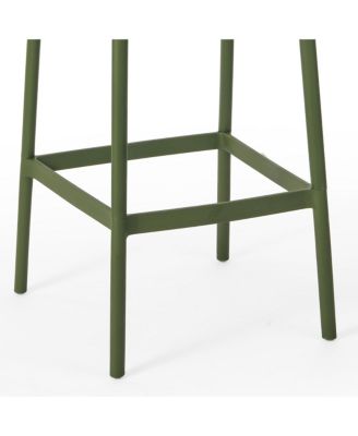 29.5" Outdoor Modern Plastic Patio Bar Height Stools (Set of 2)