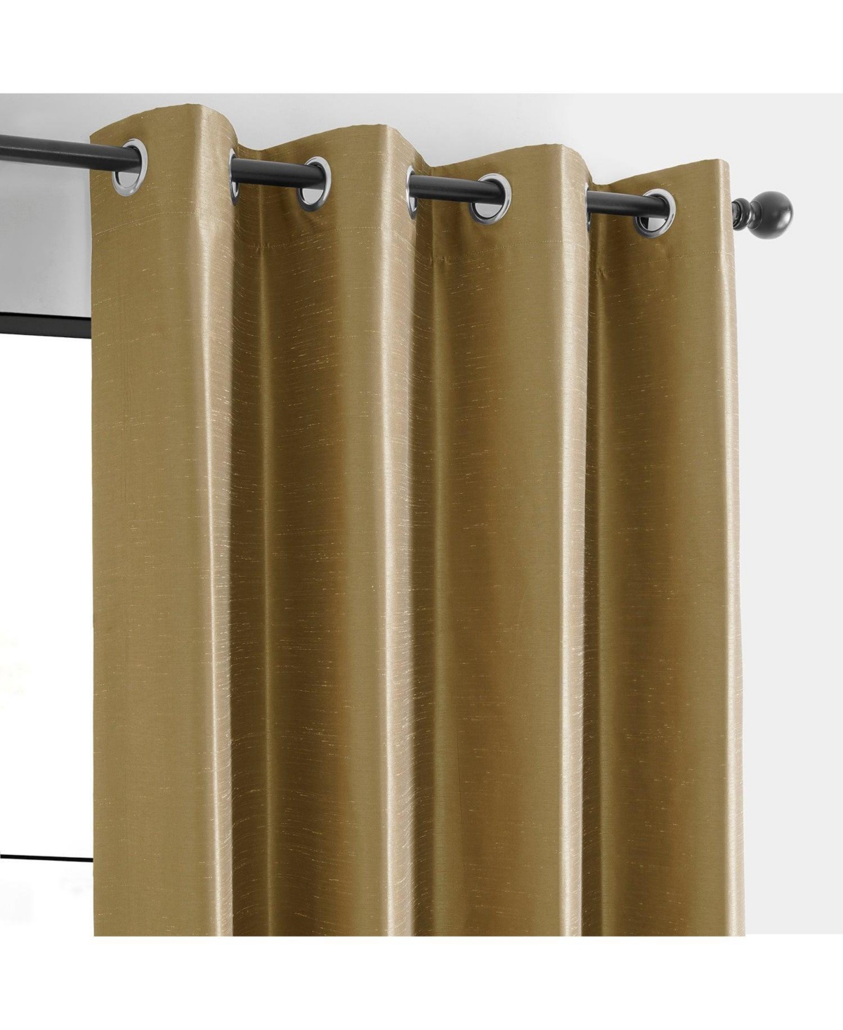 Half Price Drapes Flax Gold Grommet Vintage Textured Faux Dupioni Silk Blackout Curtain