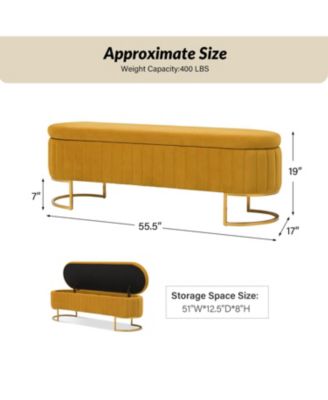 Sara Modern Storage Bench with Metal Legs and Channel Tufted