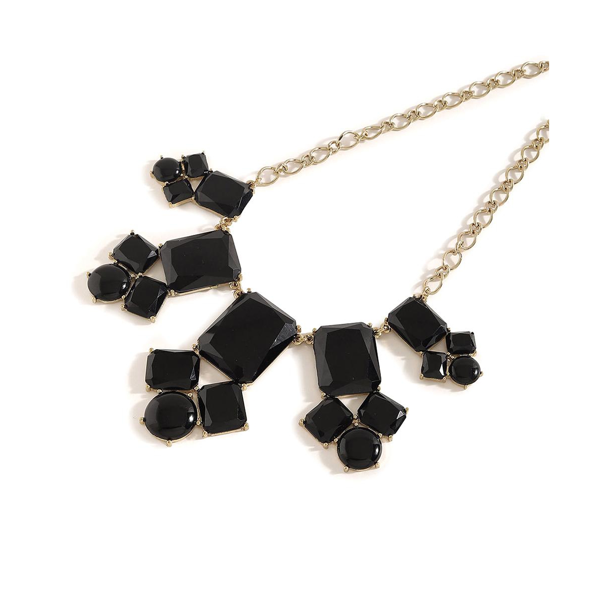 Sohi Black Color Gold Plated Designer Stone Necklace For Women's In Black