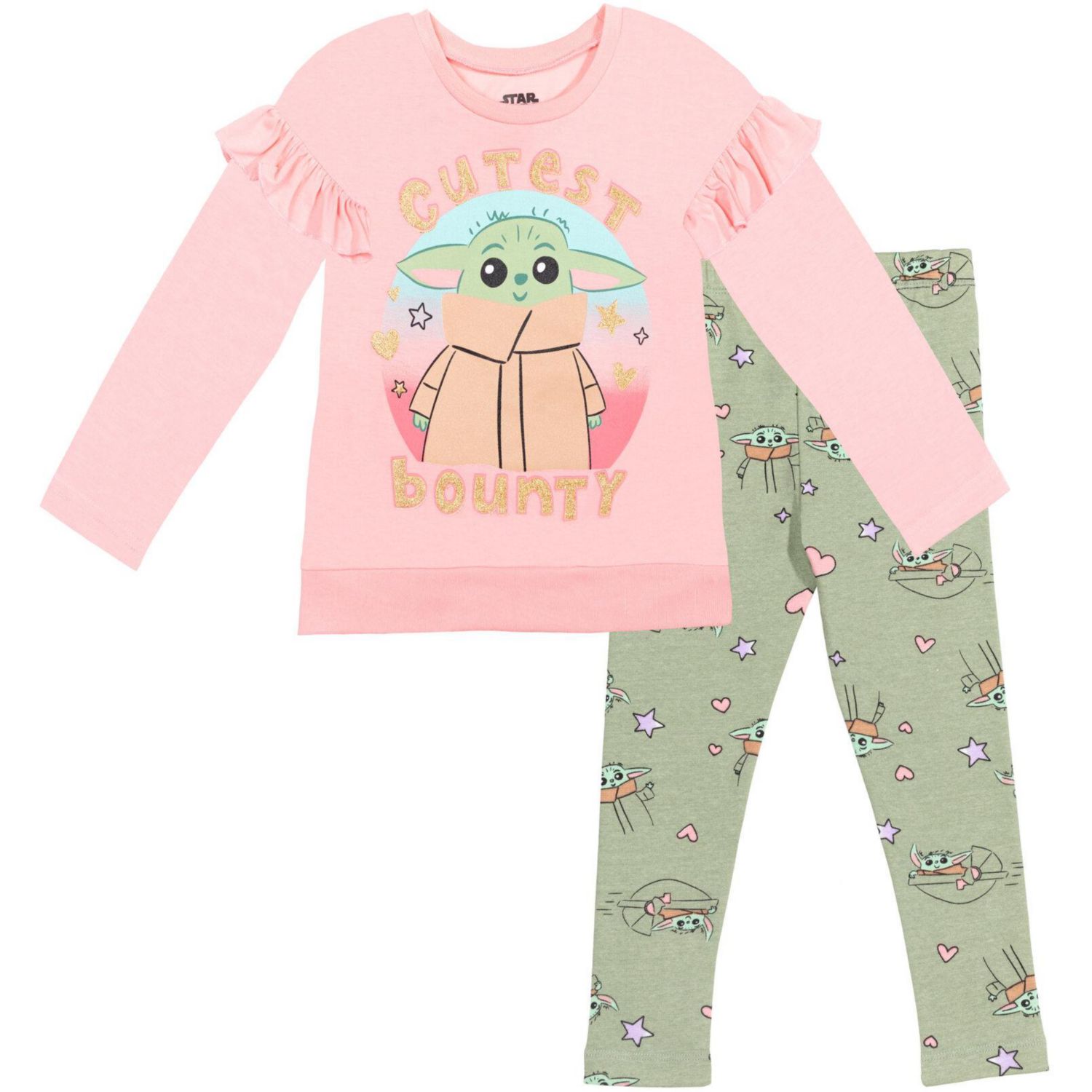 Girls (6-12)The Mandalorian Yoda T-Shirt and Leggings Outfit Set