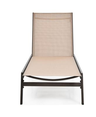 2 PCS Patio Lounge Chair Chaise Recliner Back Adjustable Garden