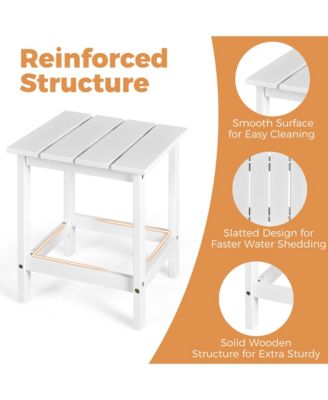 2PCS Patio Adirondack Chair Side Table Set Solid Wood Garden Deck