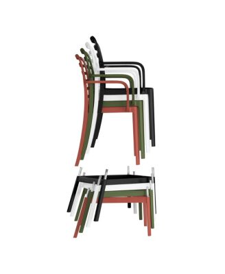 29.5" Outdoor Polypropylene Plastic Patio Bar Height Stools (Set of 2)