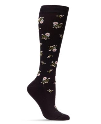 Women's Ditsy Floral Nylon 15-20mmHg Graduated Compression Socks UOY07414