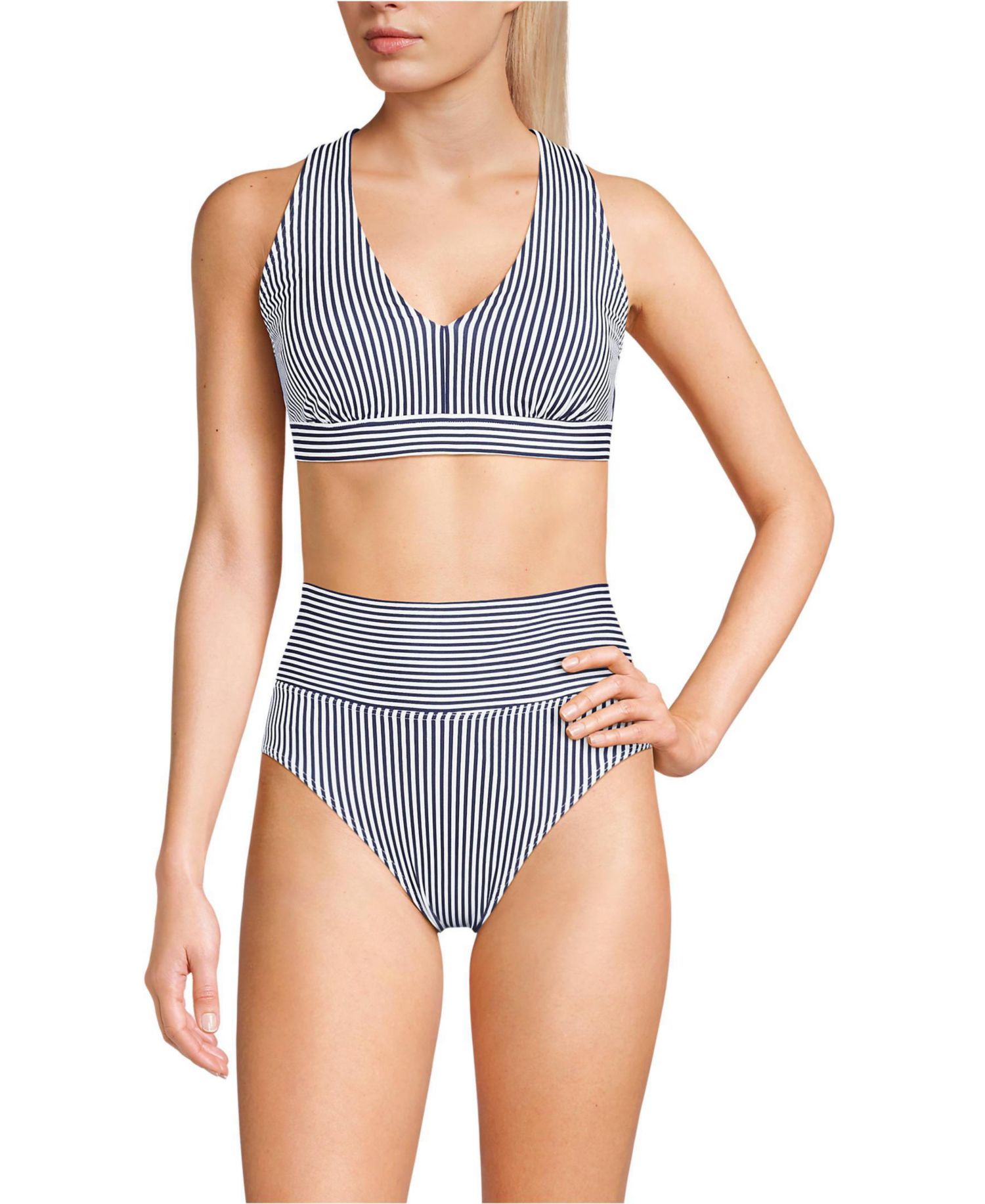 Women's V-neck Bikini and High Waisted Bottom Swimsuit Set