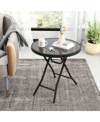 Folding Side Table Patio Round Compact Coffee Table