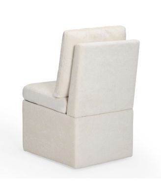 Modern 2-Piece Upholstered Chenille Armless Dining Chairs with Casters