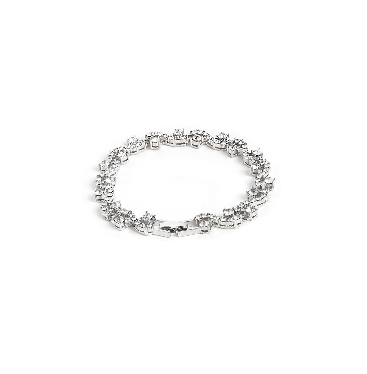 Sohi Women's Floral Stone Statement Bracelet In Silver