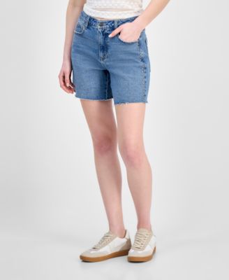 Women's High-Rise Raw-Edge-Hem Shorts, Exclusively at Macy's 