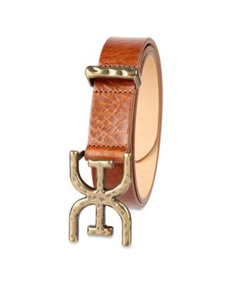 Women's Hammered Double-E Logo Plaque Buckle Belt
