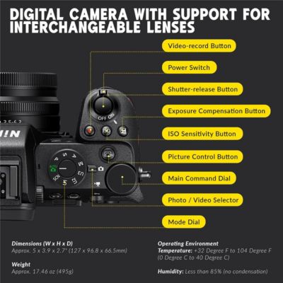 Z50II Mirrorless Camera with NIKKOR Z DX 16-50mm f/3.5-6.3 VR Lens, Bundle with 128GB Memory Card, 46mm Filter Kit and Bag