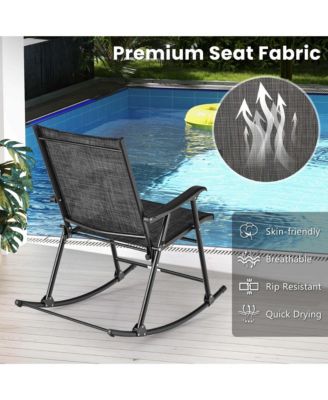 2 PCS Patio Folding Rocking Chair Heavy-Duty Metal Frame Rockers Outdoor