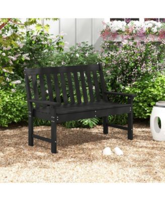 All-Weather HDPE Outdoor Bench with Backrest and Armrests