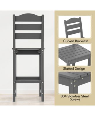 Counter Height HDPE Bar Stool with Backrest and Footrest
