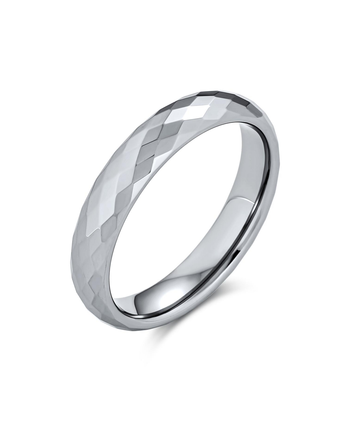 Bling Jewelry Multi Faceted Prism Cut Titanium Band Rings Silver Tone Comfort Fit 4MM