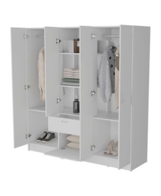 Olin 6-Door Wardrobe with Shelves and Drawer, Multistorage.