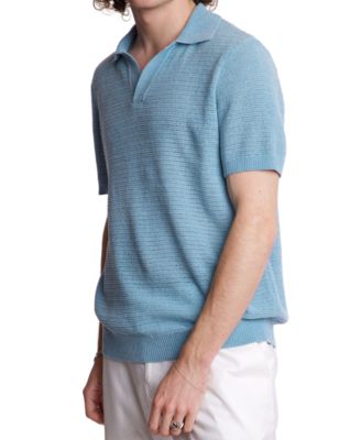 Men's Slim Fit Short Sleeve Open Collar Knit Polo Sweater