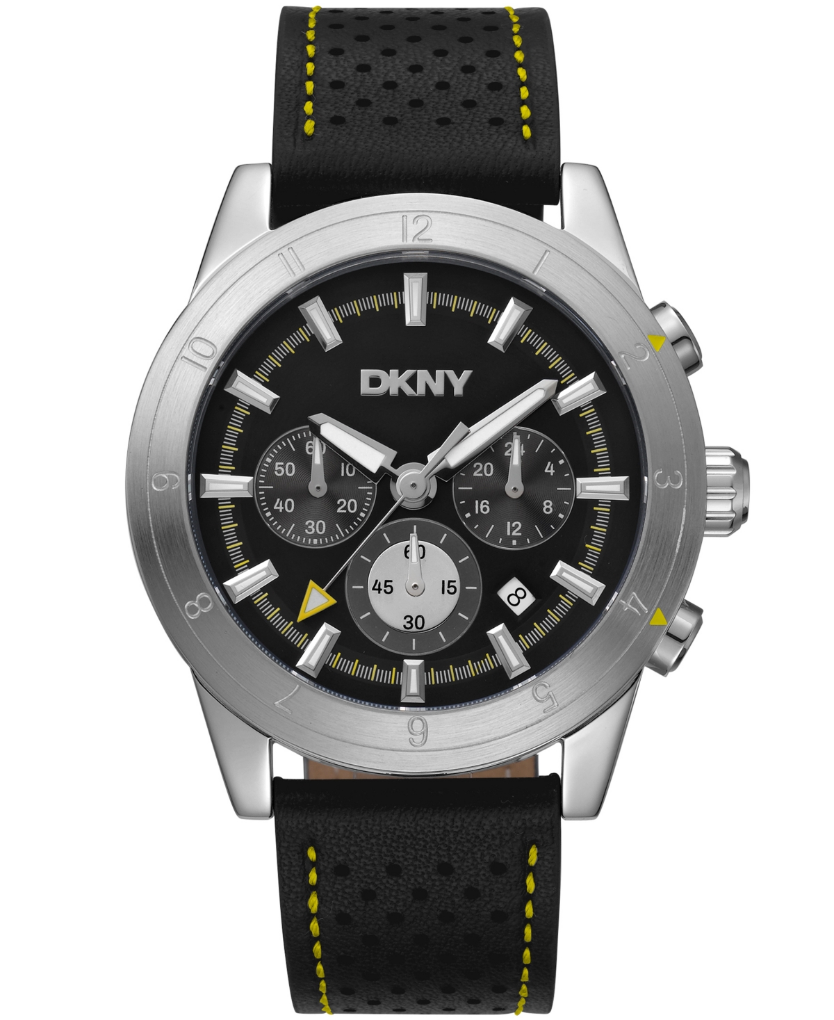 Men's Bryant Park Chronograph Black Leather Strap Watch, 44mm - Black