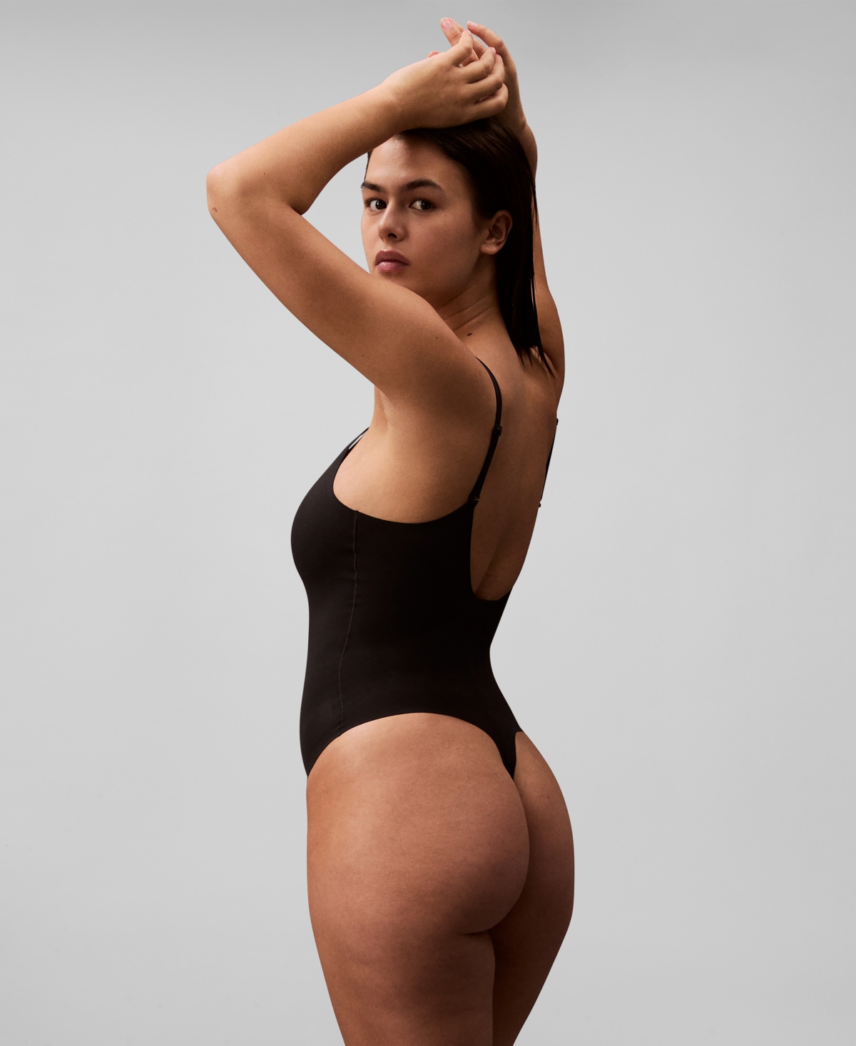 Shop Calvin Klein Women's Stay-put Firm Mesh Thong Bodysuit Qf8295