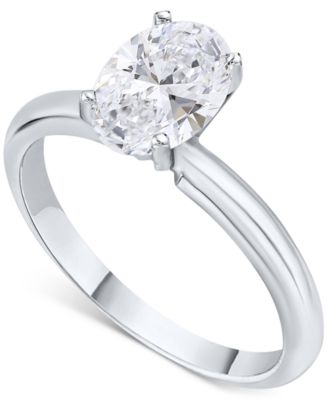 Macy's - IGI Certified Diamond Oval-Cut Solitaire Ring (1 ct. t.w.) in Platinum or 18k White Gold