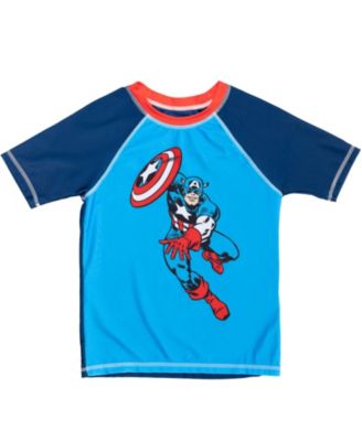 Boys Rash Guard Swim Trunks and Cap 3 Piece Swimsuit Set