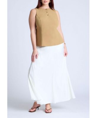 Women's Plus Size Button Detail Sleeveless Top