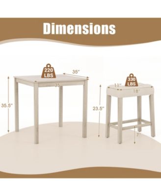 5-Piece High Top Dining Set – Square Bar Table with 4 Padded Stools for Kitchen, Dining, or Entertainment Area